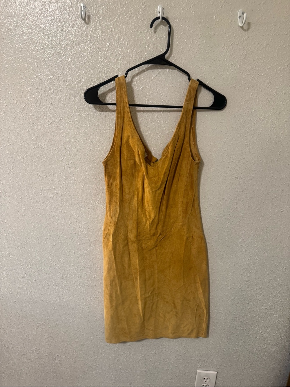 Vintage Hugo Buscati Sleeveless Mustard Yellow Suede Mini Dress